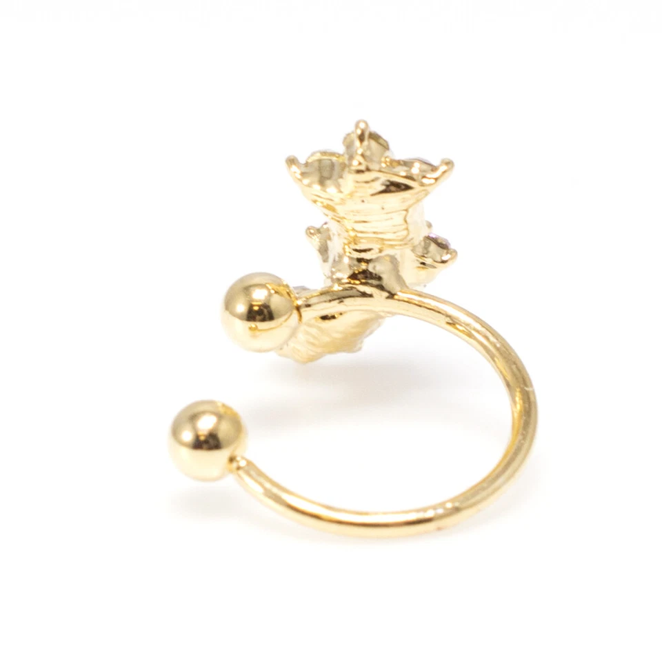 Brazalete de cartílago oreja IP oro flor perla sintética no perforante Foto 2 de 4