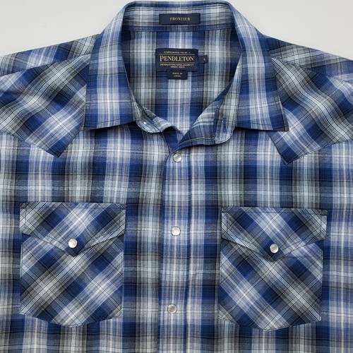 Pendleton Mens Western Shirt Pearl Snap Large Regular Fit Plaid Tartan Cowboy - Picture 5 of 10