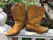 Vintage Boys Rudel Cowboy Boots Leather Size 8 Wearable Farmhouse Decorative