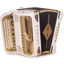 Sonola Accordion Special Edition Sinaloa 5 Switch EAD White with Gold