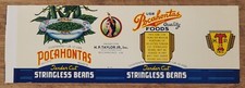 LABEL Pocahontas Indian Can Taylor Richmond Virginia Stringless Beans
