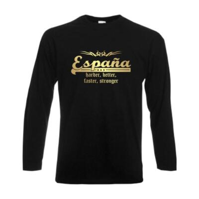 Longsleeve SPANIEN (Espana) harder better faster stronger S-6XL (WMS07-60b)