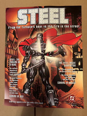 1997 DC Comics Steel Movie Adaptation Print Ad/Poster Shaq Bogdanove Promo Art