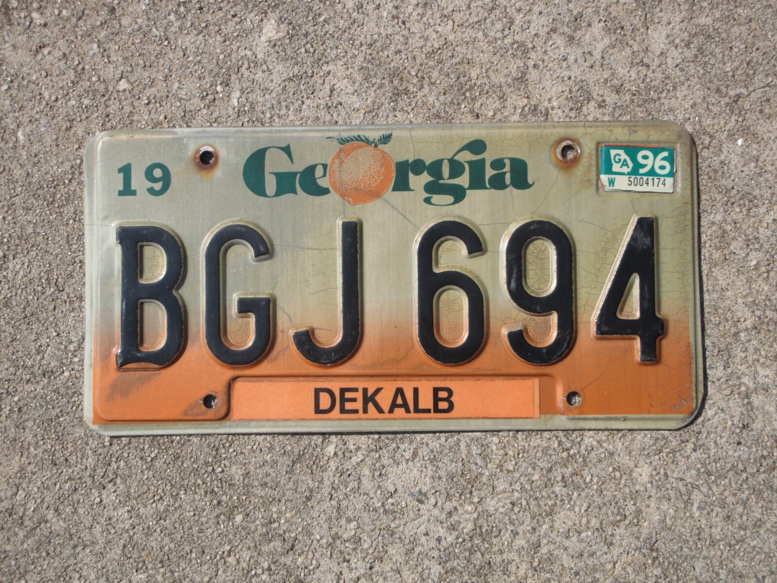 1996 License Plate GA BGJ 694 Chevrolet Ford Dodge Chevy Dekalb