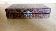 ANCIEN COFFRET ART DECO CROCO 6 CUILLÈRES  DESSERT DEPAREILLEES METAL ARGENTÉ