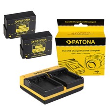 2x Batteria Patona + caricabatteria USB doppio per Panasonic Lumix DMC-GH2HS