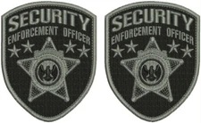 Security enforcement officer 2 Emb Patches 3.75x4.5 Velcr@ On back gray On Blk