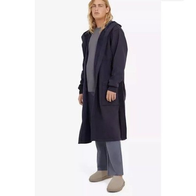 Ugg Men's Robe M/L Leeland Hooded Hoodie Pockets Super Soft Black 1131475