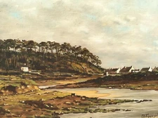 French School Circa 1960: Seaside In Brittany Oil On Canvas Signed