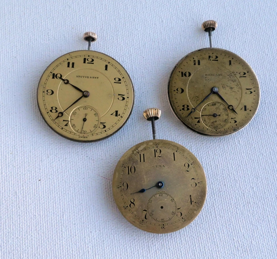 3 ANTIQUE SWISS 7JEWELS POCKET WATCH MOVEMENTS FOR PARTS - Image 2 of 4