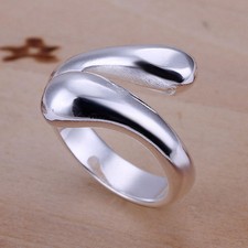 925 Sterling Silver Drops Plain Band Ring Size 8 B6