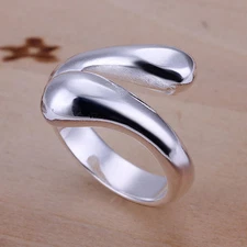 925 Sterling Silver Drops Plain Band Ring Size 8 B6
