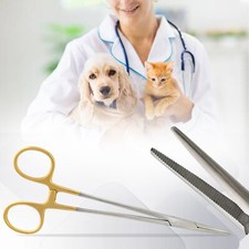 7" Pet Ear/Nose Hair Puller Grooming Hemostat Locking Forceps Pliers Gold Handle