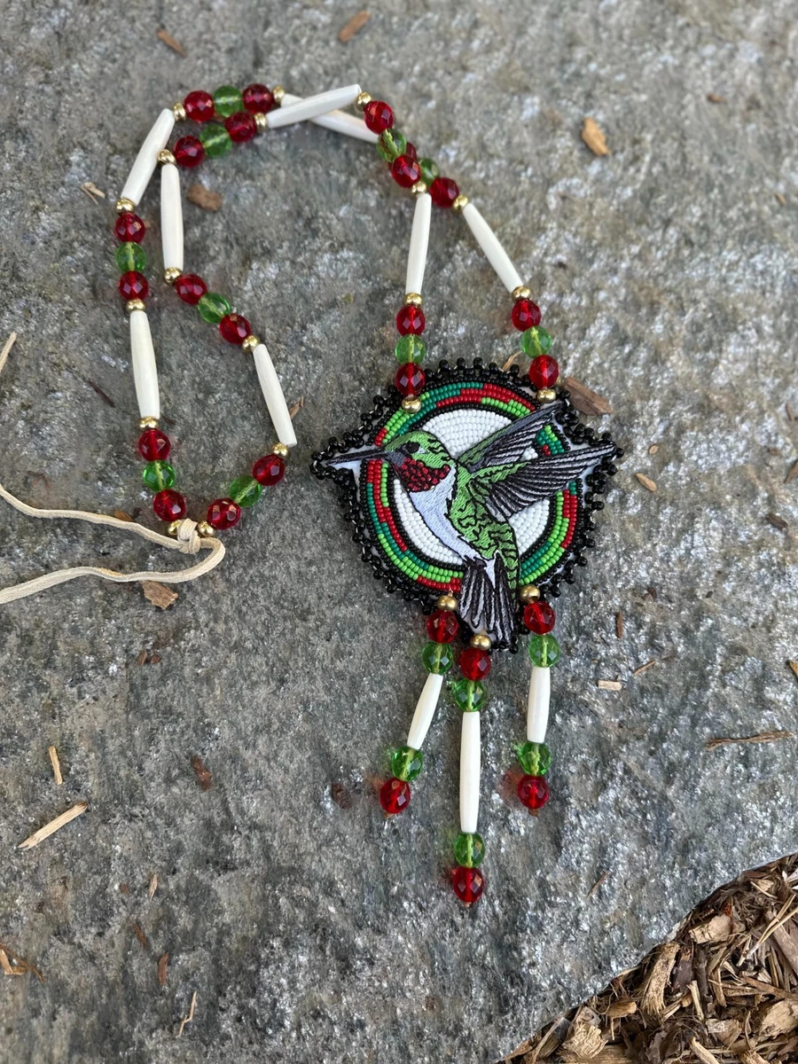 Beaded hummingbird shop necklace