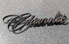 Vintage Metal 1960s Chevrolet Script Nameplate Emblem Badge Logo Tag Ornament