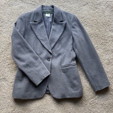 harv  benard Gray Wool Blend Blazer Petite 12P Single-Breasted Notch Lapel