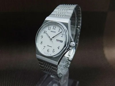 Seiko Chronos Day Date 5H23-7D20 SS White Dial Quartz Arabic 33.5