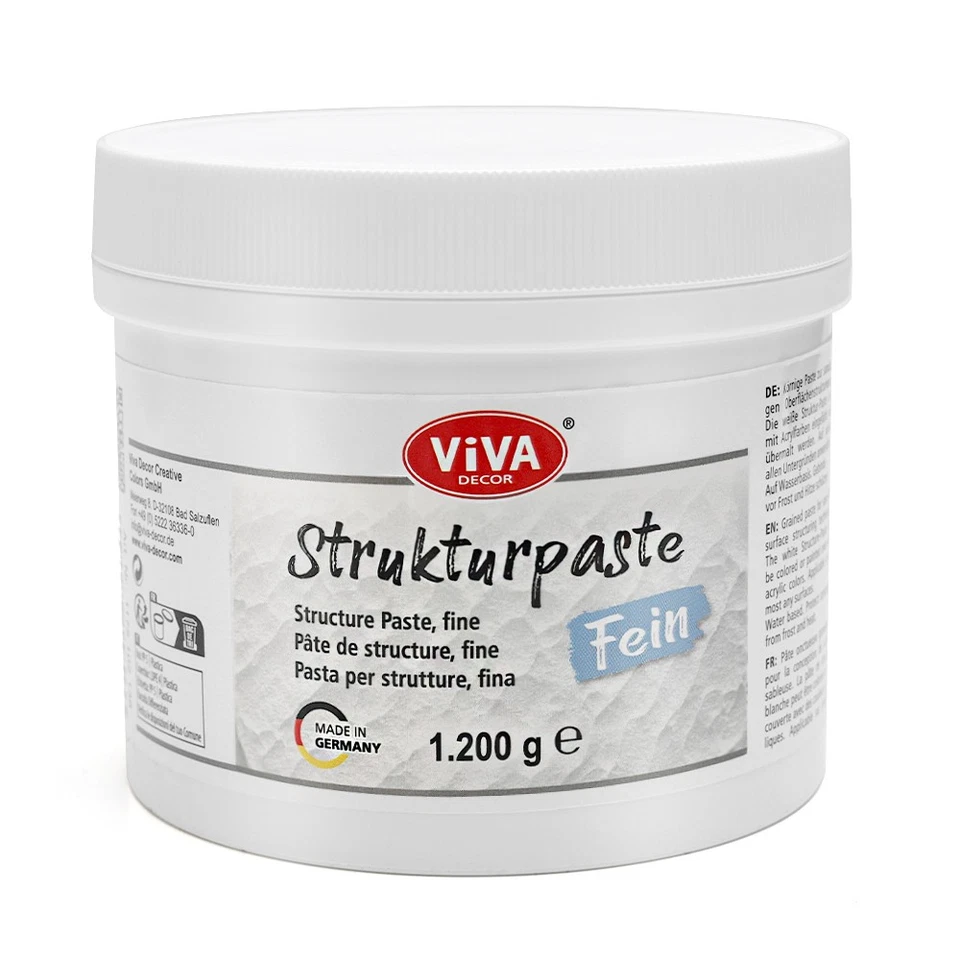 VIVA DECOR CREATIVE COLORS GMBH Strukturpaste Weiß Grob Fein Premium Cremig Spachtelmasse Leinwand Viva Decor