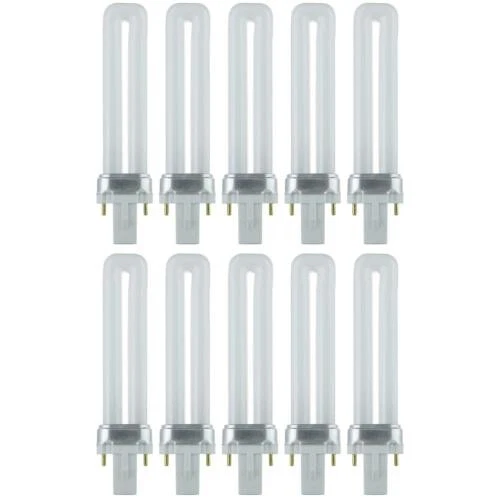 Diodesy 2-Pin Fluorescent 7W 4100K, Twin Tube Plugin Light Bulbs with G23, 10PK - Image 2 of 4