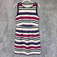 J.Crew Dress Womens 0 Multicolor Striped Round Neck Sleeveless Fit & Flare Mini