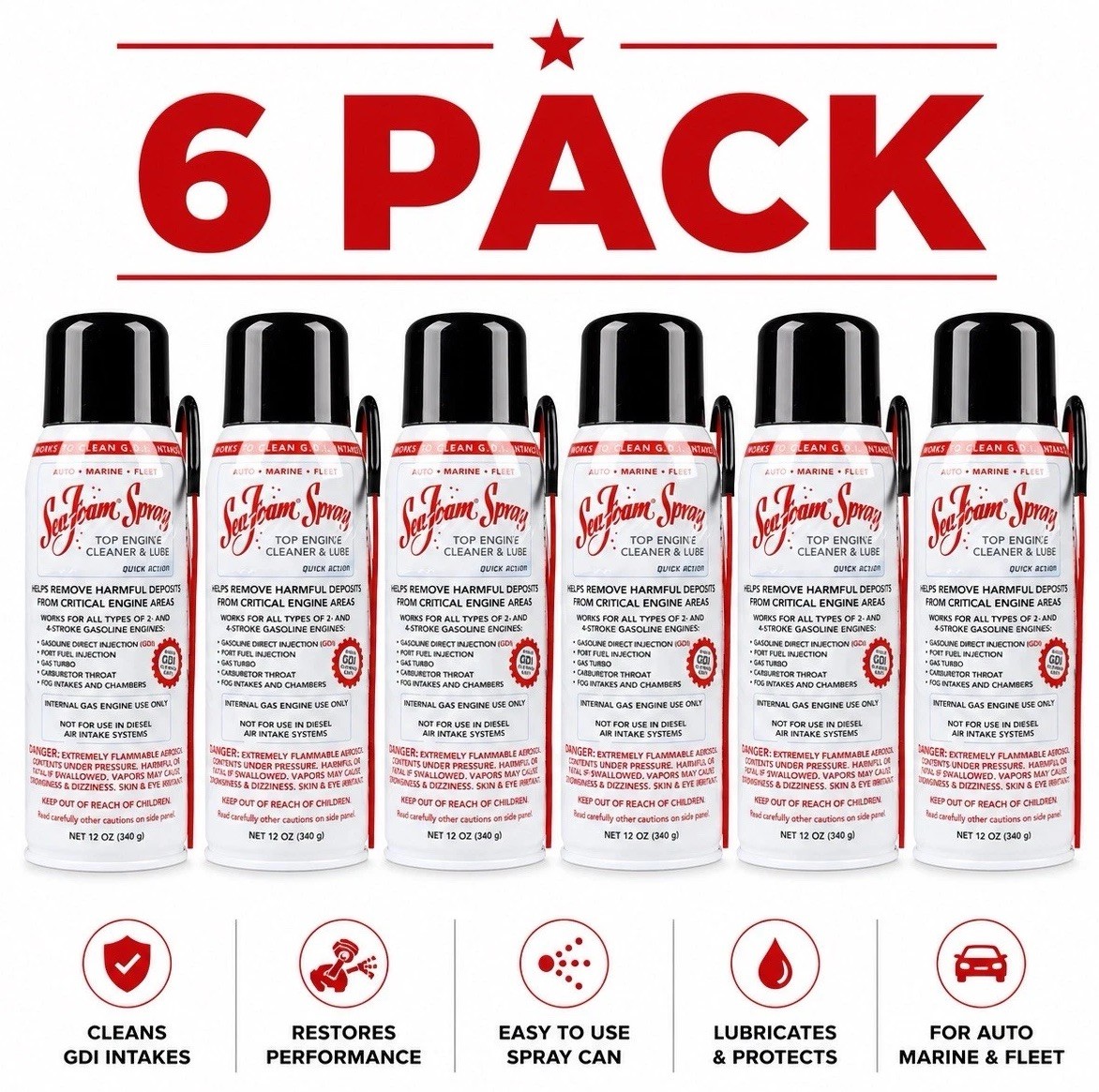 Sea Foam Spray SS14 – Intake Valve & Upper Engine Cleaner – 12oz, Pack Of 2 – Made In USA