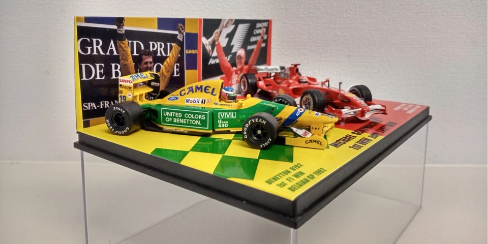 SET 2 AUTO 1:43 SCHUMACHER PRIMA ULTIMA VITTORIA BENETTON B192 1992 FERRARI 2... - Immagine 3 di 4