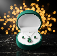 925 Sterling Silver Necklace Crystal Stud Earrings Fashion Women Jewellery Gift