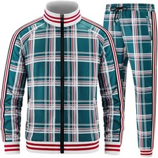 Aeeleire Track Suits for Men Set Plaid Tracksuit Mens Sweatsuits 2 Piece Spor...