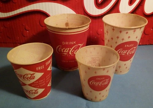 Coca-Cola Vintage Paper Cups (lot of 4) from a collection