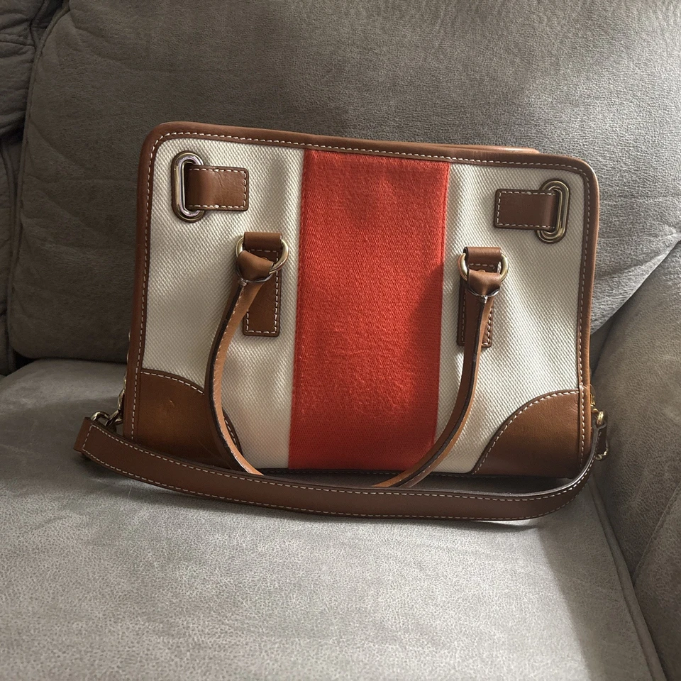 Michael Kors Hamilton полоски ткани средний сумка с короткими ручками красный сумочка коричневый Дамская сумка сумка - Изображение 3 из 4