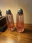 Pink Depression Glass Salt & Pepper Shakers  Fostoria facet Paneled