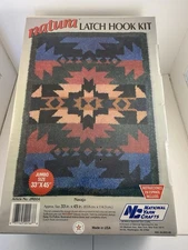 Vtg National Yarn Crafts "Natura" Latch Hook Kit Navajo Jumbo 33" x 45 Rug