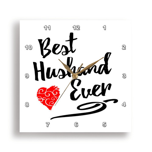 3dRose, Best Husband Ever Design with Swirly Heart, Wall Clock