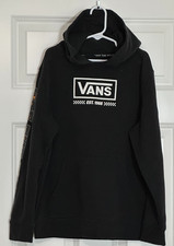 Vans Hoodie Youth Medium 10-12 Black Fire Logo Sleeve Off The Wall Skate