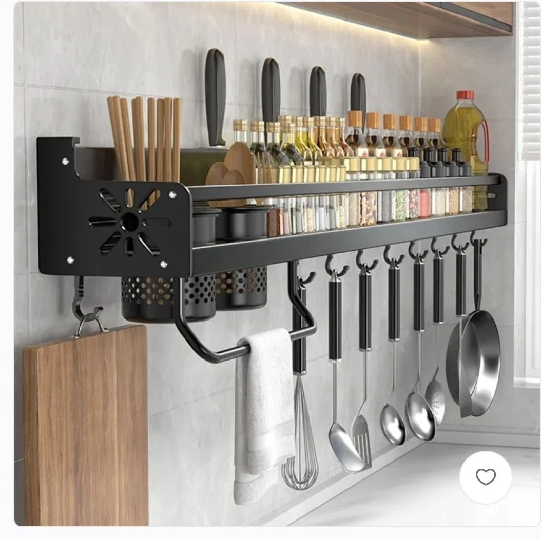 Kitchen Organizer Shelf Wall-mounted Spice Storage Rack Utensile Storage 19.6" L
