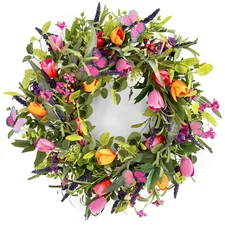 24" Wreaths for Front Door, Wreath with Tulip Wreath, Butterfly, Lavender and...