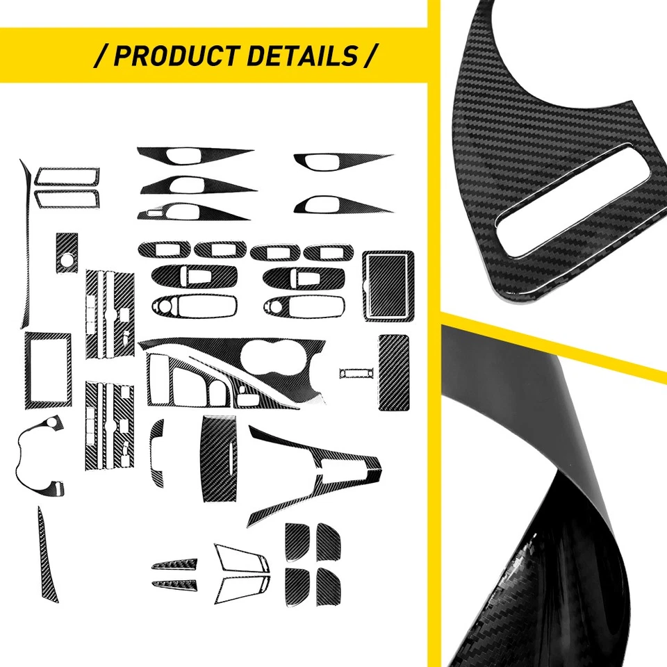 For Infiniti Q50 Q60 2014-2020 Real Carbon Fiber Full Inside Trim Cover 1-10Set - Image 3 of 4