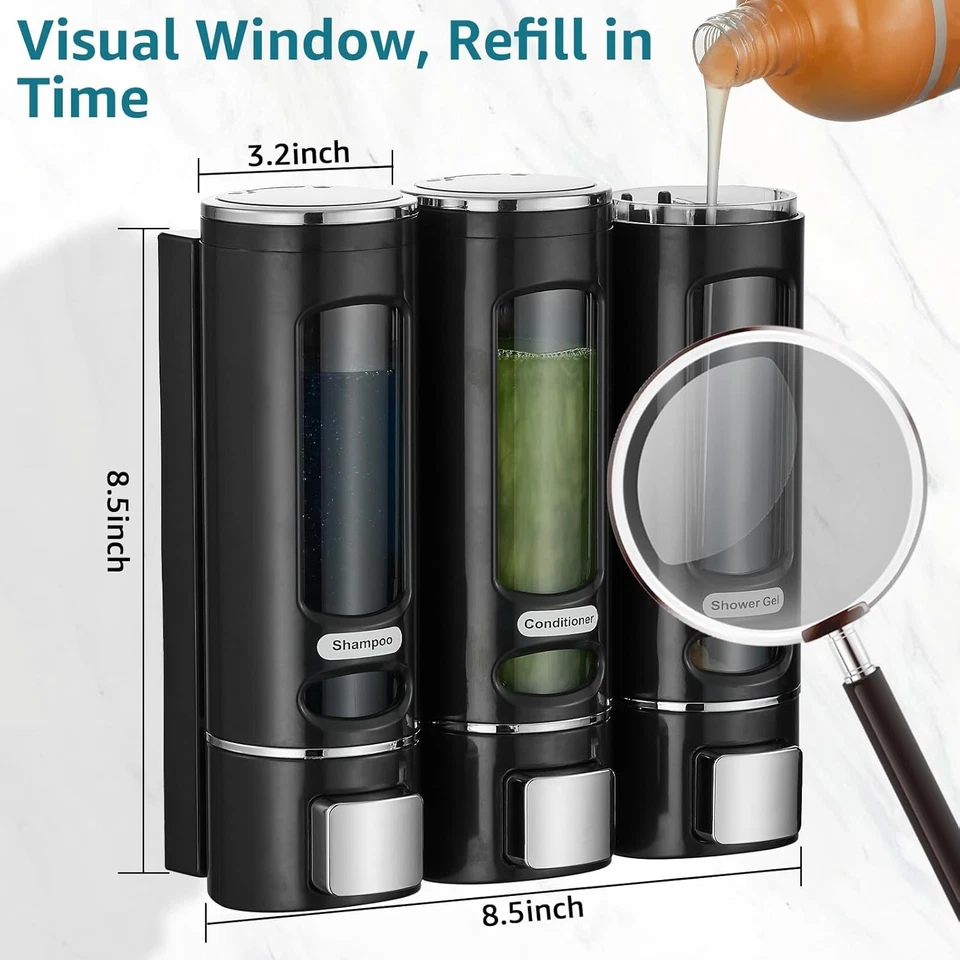 Dispensador de champú y acondicionador, dispensador de champú de ducha 3 cámaras Foto 4 de 4