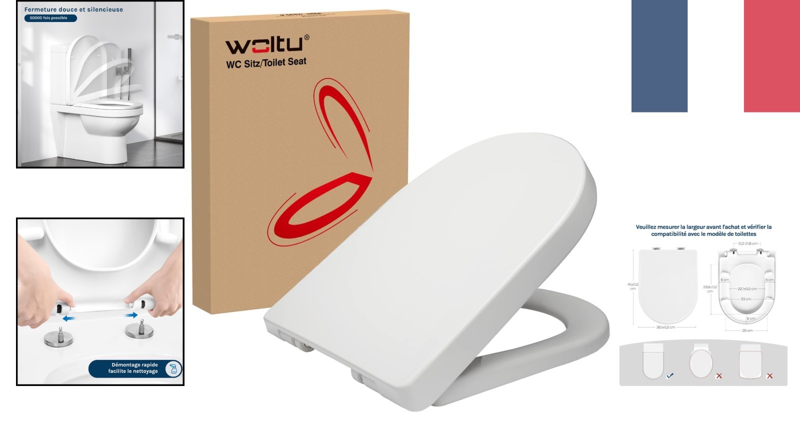 Couvercle WC ergonomique WOLTU fini les claquements avec la lunette de toilette antichoc