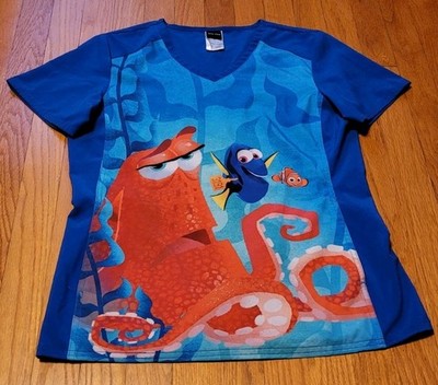 Disney Tooniforms Short Sleeve V-Neck Finding Nemo Dory Hank Scrub Top Size Sm