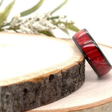 8mm Red Tungsten Proposal Ring Unisex Vibrant Fire Red Resin Inlay Wedding Band