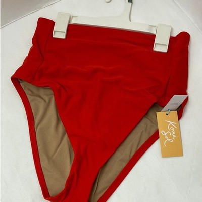 Kona Sol Red High-Waisted Bikini Bottom