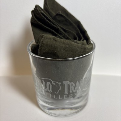 Buffalo Trace Bourbon Whiskey Etched Rocks Glass - 3 1/8'' Tall, Etched on Bottom