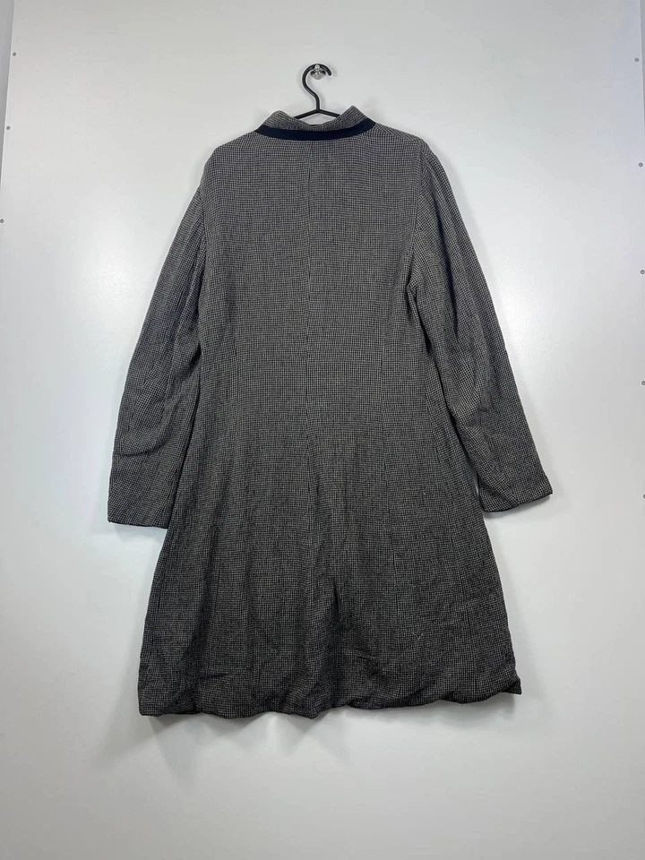 Abrigo Largo Annette Görtz Mezcla Lana Pata de Gallo Cuadros Diseñador Minimalista Talla 38 Foto 3 de 4