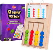 Slide Puzzle Color Sorting Matching Toys, Airplane Car Travel Busy Board for Tod