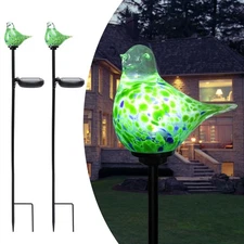 Afirst Solar Outdoor Lights Decorative Hummingbird Garden Stake Handblown Gla...