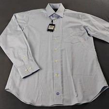 David Donahue Men's Slim Fit Dobby Weave Dress Shirt Blue 15x34/35 NWT 135