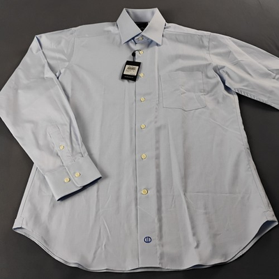 #ad #ad David Donahue Men#x27;s Slim Fit Dobby Weave Dress Shirt Blue 15x34 35 NWT$135 $60.00