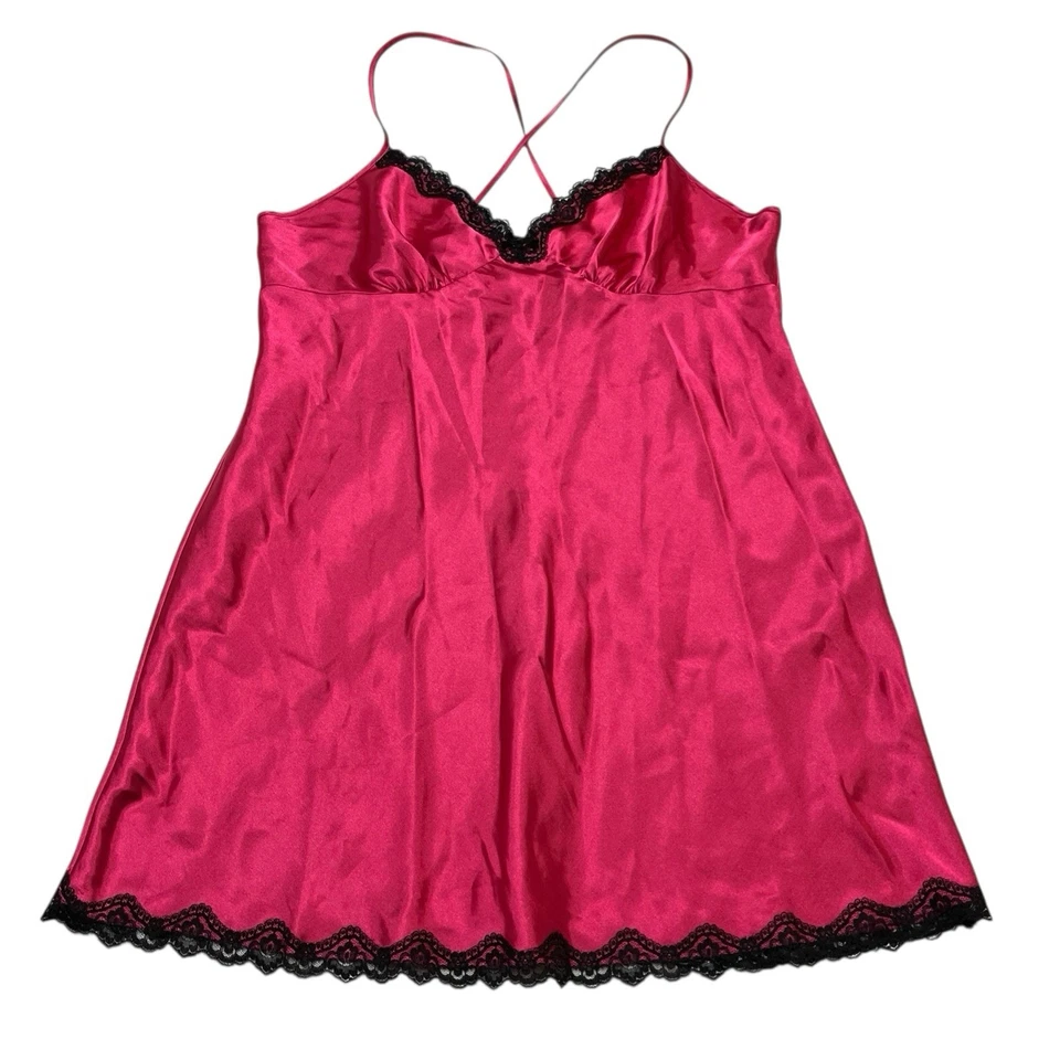 Vestido sin Mangas Apt 9 Mujer XL Babydoll Rosa Caliente Mini Negro Encaje Ribete Años 90 Y2K Hada Foto 3 de 4