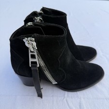 Zadig & Voltaire Molly Cremallera Lateral Gamuza Occidental Botines EU 37 US 7 Punk Biker